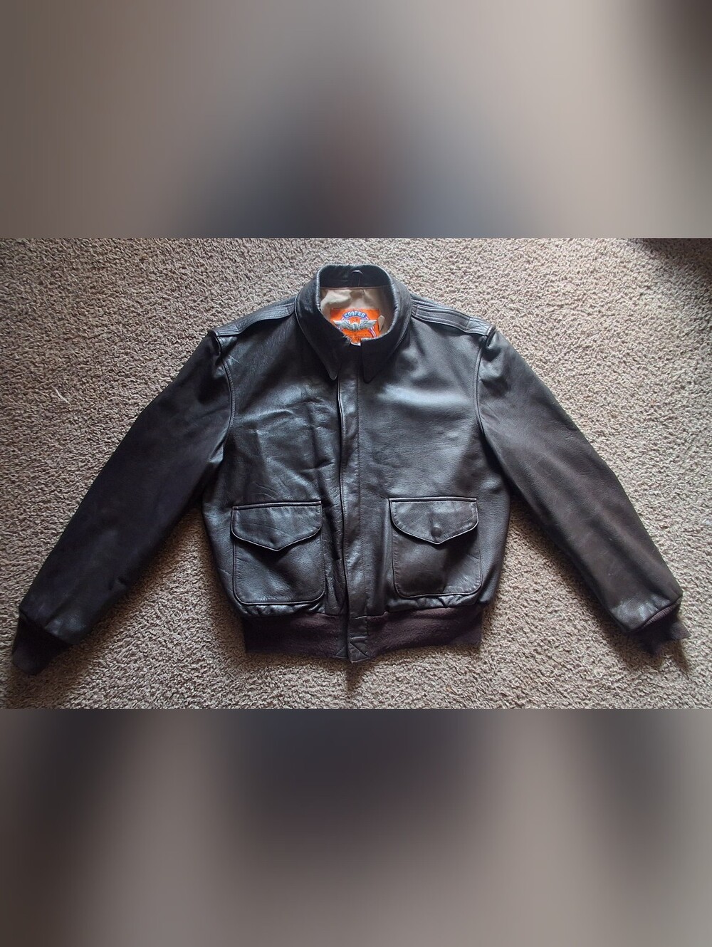 Vintage 90s Cooper Type A-2 Goatskin Leather NRA Flight Jacket Bomber-44